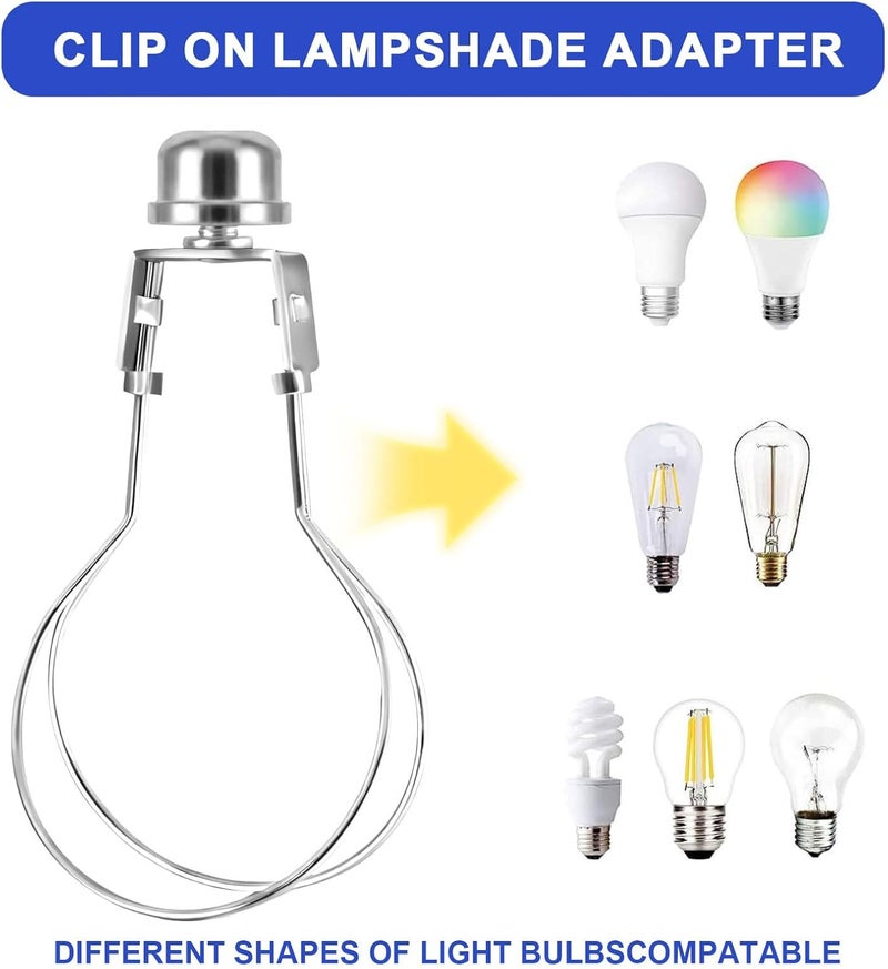 OMOBANU Antique Silver Clip on Lampshade Adapter, Lamp Shade Light Bulb Holder Includes Lamps Finials, Lampshade Levellers, Clip on Lamp Shade, Metal Shade Decorative Holder Furniture Lighting - Image 4